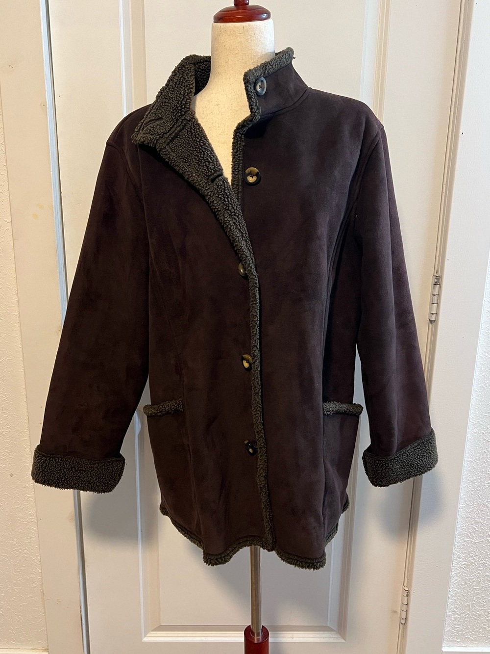 VNTG 90s L.L. Bean Faux Suede and Shearling Chore Coat